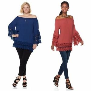 Colleen Lopez off the shoulder lace top